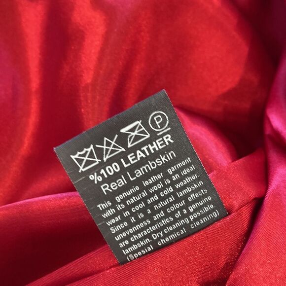 Vintage Lambskin Leather Red Suade Embroidered Rhinstones Holiday Jacket - Picture 14 of 15
